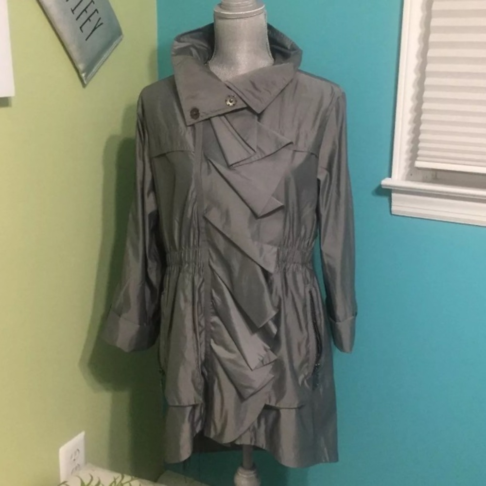 Grey gray rain coat